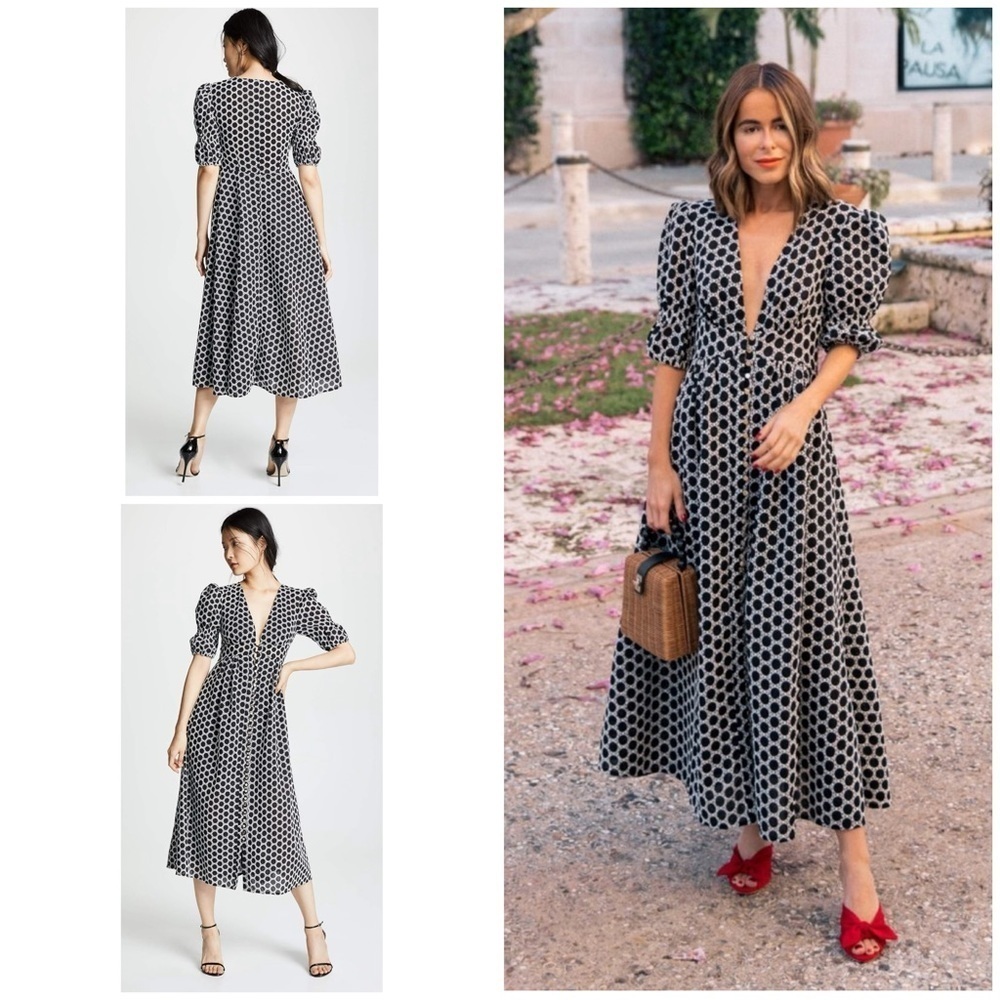 NWT Keepsake the Label Belong Puff Sleeve Dots Flowy Belonging Midi Dress XXS